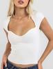 Amazon Comércio Exterior Hot All-match Nova moda Slim-fit Square Collar Elástico ombro-exposto suéter de manga curta para mulheres