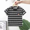 Camiseta de Manga Corta para Niños Modal Cuello Redondo Top Verano Camisa Polo con Cuello Solapa Niños Rayas Finas Camisa Interior