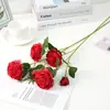 Flores Artificiales Estilo Europeo Simulación 3 Cabezas Ranúnculo Decoración Hogar Boda Flores de Seda Rosa Occidental Adorno Flor Peonía Simulación