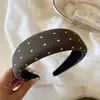 Faixa de cabeça de bolinhas estilo coreano com aba larga para mulheres, elegante e adequada para uso diário, faixa de cabeça para lavar o rosto de verão, acessório de cabelo de copa alta