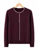 Nuevo Estilo Ropa para Madres Otoño/Invierno Top de Punto Cuello Redondo para Mujeres de Mediana Edad y Mayores Moda Chic Versátil Suéter Capa Base