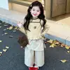 Conjunto de otoño para niñas 2026 nuevo elegante de dos piezas con mangas largas y ribete de encaje