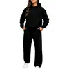 Conjunto de sudadera con capucha de color liso estilo europeo y americano, otoño e invierno, corte holgado, sin cordones, pantalones de chándal rectos de pierna ancha, popular conjunto de dos piezas