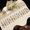 Uñas Postizas Cortas Estilo Ballet Niebla de Leche Azul Hielo Estilo Dulce Caramelo Brillo de Estrella Iluminador Ojo de Gato Manicura Uñas Pre-fabricadas