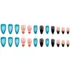 Popular Europeu e Americano Azul Lago Marrom Rosa Manicure Estampa de Leopardo Estiloso Tendência Estilo Francês Unhas Usáveis 24 Peças Adesivos de Unha