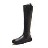 Botas de Piel de Vacuno de Primera Capa de Suela Alta para Mujer, Botas Altas de Caballero Estilo Británico, Botas de Invierno Aterciopeladas Cálidas y de Aspecto Adelgazante con Suela Gruesa