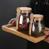 Bote de Té Transparente con Cuchara, Frasco de Vidrio Sellado, Bote de Té de Flores, Almacenamiento Doméstico de Granos y Granos de Café, Sellado y a Prueba de Humedad