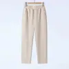 Pantalones Gruesos Forrados de Lana para Otoño e Invierno 2025 para Mujeres de Mediana Edad y Mayores, Pantalones Casuales de Terciopelo de Algodón Sueltos de Cintura Alta, Pantalones Rayados Ultrafinos para Mujer