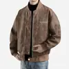 Chaqueta de Cuero Nueva para Hombre 2026, Abrigo Casual de Otoño Ajustado con Cuello Alto, Chaqueta Casual a Prueba de Viento para Hombre