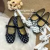 Zapatos Mary Jane de Lunares Nuevos para Mujer Primavera y Otoño, Punta Cuadrada, Moño, Correa Única, Zapatos de Suela Plana Suave