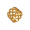 Anillo Abierto Hidráulico de Moda Transfronterizo con Líneas Irregulares Geométricas de Acero de Titanio Anillo Abierto de Moda para Hombres y Mujeres