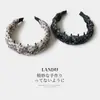 Diadema tejida con peine de malla de lunares y cristales ligera para mujer, diadema ancha de corona alta elegante para cubrir la línea del cabello y sujetar el cabello en su lugar