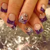 Arte de unhas com tema de Halloween transfronteiriça: caveira, abóbora, teia de aranha, designs doces e legais, unhas postiças prontas, pontas de unha removíveis