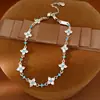 Pulseira de Cruz, Trevo e Flor cravejada com Zircônia, Pulseira de Luxo Leve de Nicho de Alta Qualidade, Joia de Mão Exquisita e Elegante Atacado