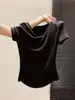 Camiseta de Manga Corta Plisada con Cintura Ceñida, Hombros Descubiertos, Estilo Salado Madura para Mujer, Top Chic Ajustado Estilo Europeo Verano 2026