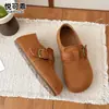 Zapatos Birkenstock de cuero genuino con suela gruesa para aumentar la altura y cobertura total para mujer, nuevos de otoño 2026, mocasines casuales tipo slip-on vintage