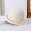 Gorro de Lana para Mujer de Otoño e Invierno, Cálido, Elegante y de Gama Alta, Gorro de Pescador con Borde Enrollado y Lazo, Elegante Gorro para Hija