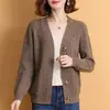 Cárdigan de punto para madre, nuevo y elegante suéter corto casual de corte holgado para primavera y otoño, abrigo superior para mujer