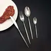 Juego de cubiertos de acero inoxidable 304 para ballet, cuchillo, tenedor y cuchara, cuchillo y tenedor de acero inoxidable 304 con mango puntiagudo para bistec de hotel, cuchara creativa para postre de restaurante