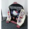 Chaqueta de Béisbol Patchwork Retro Americana de Marca Popular para Primavera y Otoño Unisex Tendencia Nacional Holgada Casual Abrigo con Cuello Alto