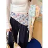 Pañuelo de Seda Floral Estilo Pastoral con Cinturón para Mujer, Pañuelo Triangular Delgado para Decorar Faldas, Accesorio para la Cintura, Corbata de Cuello, Pañuelo para la Cabeza