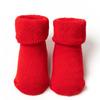 Calcetines para Bebé Recién Nacido, Calcetines Gruesos y Cálidos para Casa, Calcetines Rojos de Felpa de Tubo Medio para Bebés, Antideslizantes, No Aprietan, Suaves