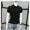 Nova Camisa Polo Masculina de Manga Curta, Camiseta Versátil de Cor Sólida para o Verão com Gola, Top Lapela Slim Fit Versátil da Moda