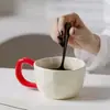 Taza Cerámica Linda de Puntos Taza de Café para el Hogar Taza Creativa de Dibujos Animados para Pareja Taza de Agua Taza de Desayuno Cerámica