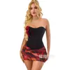 Corset strapless preto sexy estilo chinês com flor de rosa tridimensional para mulheres, peça externa modeladora de cintura e corpo, atacado