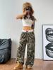 Pantalones casuales de moda transfronteriza 2025 para mujer, diseño estampado con estampado de ramas, holgados, largos y combinables.