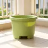 Vaso de flor curto e largo com diâmetro grande, respirável, vaso com pernas altas para controle de raízes, vaso de resina plástica, vaso de galão de baixo perfil para casa, vaso para plantas verdes