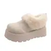 Pantuflas peludas de felpa cálidas y de suela gruesa para mujer, para usar en invierno al aire libre, nuevo estilo 2026, antideslizantes, para personas bajas, que aumentan la altura, pantuflas de algodón Birkenstock