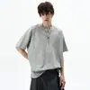 Camiseta de Manga Corta con Cuello en V de Diseño Desestructurado Retro Americano para Hombres y Mujeres, Verano Limpio Holgada Casual Moderna Marca Top