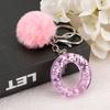 Llavero con bola de pelo rosa letras en inglés serie brillante colgante para coche bolsa producto terminado