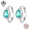 Efu Le Explosivo Brincos de Prata Esterlina s925 Brincos Redondos Banhado a Platina Zircon Azul Verde Brincos Transparentes Brincos Jóias
