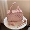 Nova Bolsa de Maquiagem de Polca Dots Menta de Três Camadas Portátil de Grande Capacidade para Saída de Meninas Bolsa de Maquiagem de Viagem