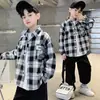 Chaqueta Camisa a Cuadros de Otoño para Niños 2026 Nuevo Estilo Camisa de Manga Larga de Primavera y Otoño para Niños Grandes Top de Moda Venta al por Mayor Transfronteriza
