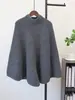 Capa de punto acanalado de cuello medio, nueva colección otoño/invierno 2026, chal suéter de estilo coreano holgado y relajado para mujer