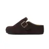 Altura Interna de 6CM Sapatos Birkenstock Femininos Sola Grossa Pessoa Preguiçosa Bico Redondo Bico Fechado Meio Chinelo Uso Externo Couro Genuíno Sapatos Birkenstock Outono 2026