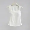 Chaleco Térmico para Mujer con Almohadillas en el Pecho, Cuello Cuadrado, Engrosado, Adecuado para Usar en Capas o Solo, Corte Ajustado, Top sin Mangas