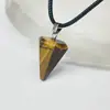 Collar colgante cono hexagonal de cristal de jade natural cortado cono hexagonal accesorios para joyería DIY venta al por mayor caliente europea y americana
