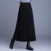 Falda plisada de lana de moda para mujer, nuevo estilo otoño e invierno 2026, falda larga de cintura alta elástica, elegante y con caída, falda de dobladillo amplio, moderna