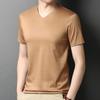 Camiseta de Seda de Manga Corta para Hombre, Cuello en V, Color Sólido, Novedad Verano 2026, Versátil Casual, Top de Seda Helada para Jóvenes y Adultos, Moderno