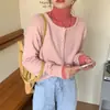 Suéter perezoso estilo coreano Nuevo para Primavera y Otoño de Mujer Cárdigan chaqueta de punto de color liso suave chaqueta de punto suelta de manga larga top suave y pegajoso