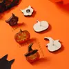 Europa y Estados Unidos transfronterizos nuevos 3 piezas creativos de madera divertidos graciosos calabaza gato negro Halloween aretes traje de cartón