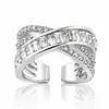 Anillo Abierto de Cruz Yunjin Transfronterizo Nuevo Simple y de Moda Incrustado de Diamantes Zirconia Lujo Accesible de Gama Alta Anillo de Estilo Frío