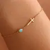 Pulseira Cruz com Pedra de Nascimento de Dezembro Transfronteiriça da Amazon Nova Moda Joias Presente de Aniversário para Mulheres
