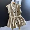 2026 Chaleco de Traje de Lino Juvenil Ajustado a la Cintura, Top Corto, Chaqueta, Cárdigan, Abrigo al por Mayor N6FMJ8101