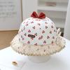 Chapéu Infantil Estilo Japonês Super Fofo para Bebês de 1-3 Anos Chapéu Bucket para Bebê Primavera e Outono Florzinha Fofa Laço Chapéu de Pescador para Menina