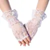 Acessórios para Vestido de Noiva Renda Luvas Sem Dedos Sexy Semitransparente Não Elástico Gaze Renda Meio Dedo Luvas de Proteção Solar